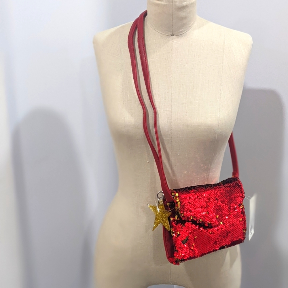 Cat&Jack Sequin crossbody Red/Gold purse 👜 brand new NWT